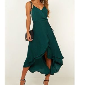 Showpo Emerald Satin Dress